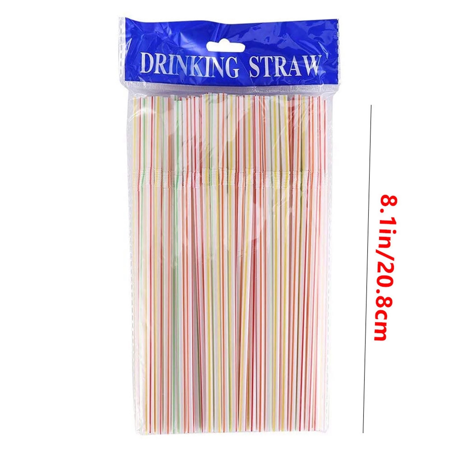 100pcs/pack 8 Inches Striped Bendable Disposable Plastic Drinking Straws Party Multi Colored Straw