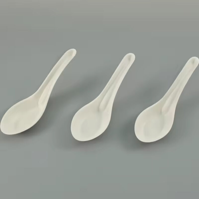 Eco-Friendly Bio-Based Heavy Duty Takeaway Plastic Dinnerware Reusable Corn Starch Soup Spoons Disposable Chinese Spoon