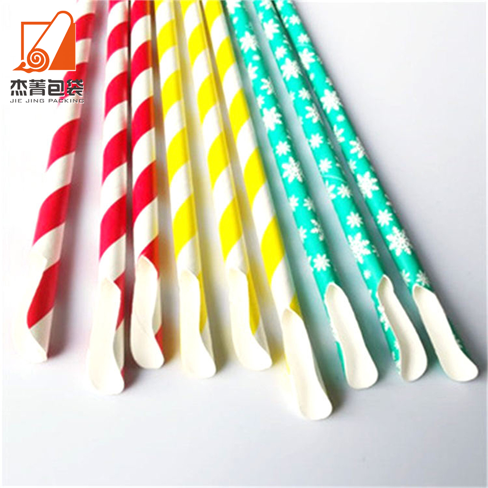 High quality Spoon straw Biodegradable pearl paper spoon straw milkshake straw