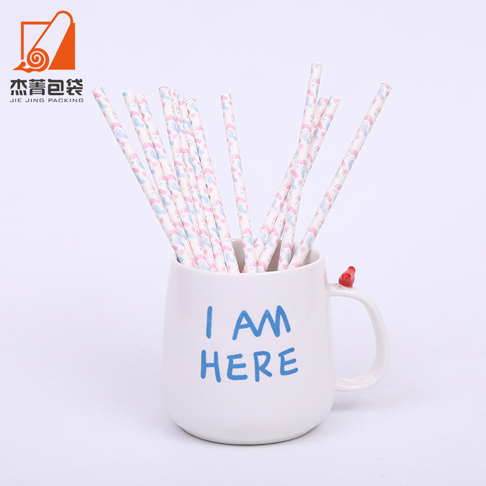 Cheap Paper straw Custom color printed disposable paper Straws Biodegradable party straws