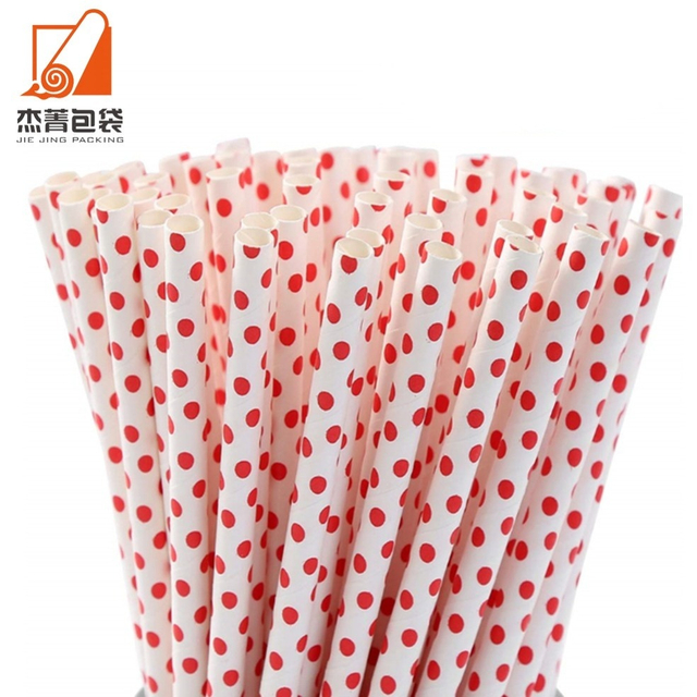 Supplier Wholesale Polka dot 100% biodegradable paper straws can be used to drink milk tea