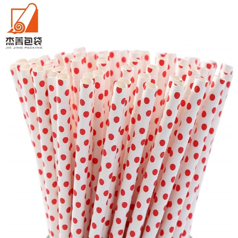 Supplier Wholesale Polka dot 100% biodegradable paper straws can be used to drink milk tea