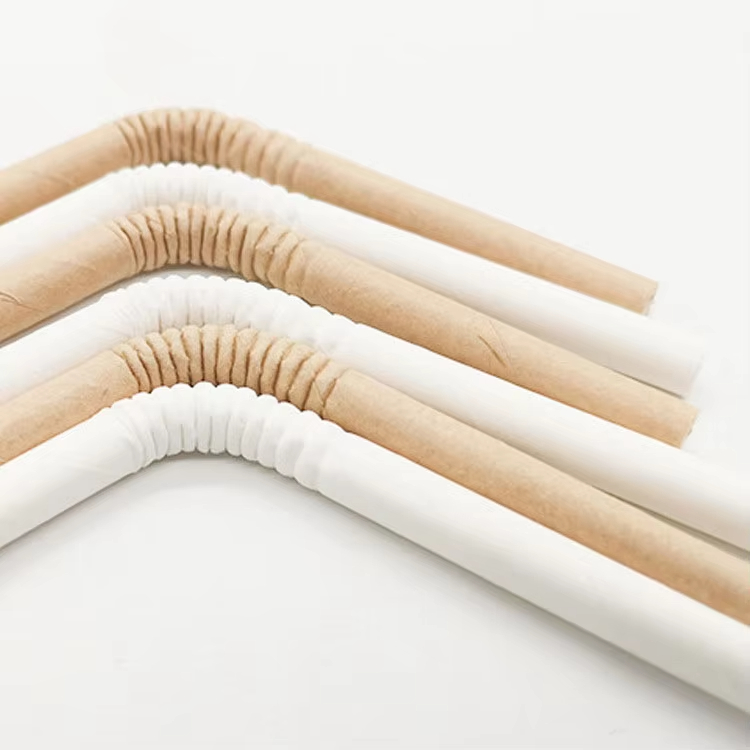Food Grade 4 Layer Mulit Color Flexible Bendable Paper Straws Eco-Friendly Disposable Custom Printed Bendy Paper Straw