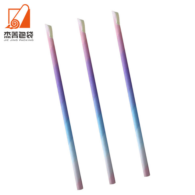 Customized Colorful Biodegradable Paper spoon straw Environmental Protection Hot And Cold Drink Paper straw