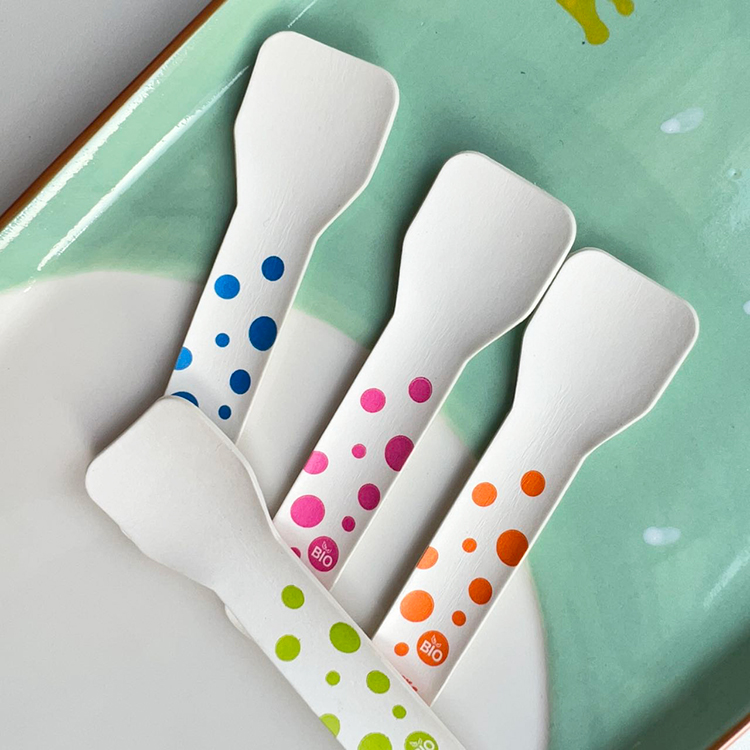 Eco friendly cheap dessert ice cream paper spoon disposable cutlery with custom