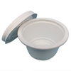 wholesale disposable custom print logo pulp bagasse salad bowl with PE lid