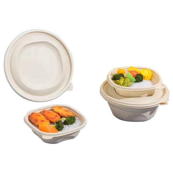 Round Oval Square Custom Takeaway Biodegradable Disposable Soup Food Containers Corn Starch Bowl