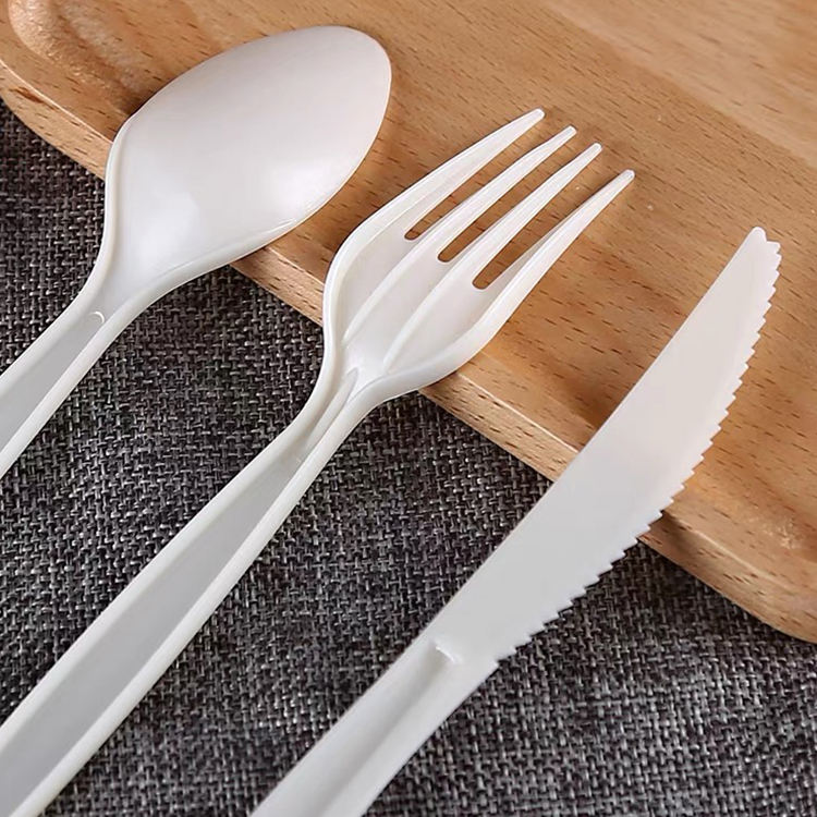 Factory Price Disposable white PLA Cornstarch Knife Fork And Spoon Food Grade Plastic Cutlery