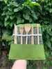 Natural biodegradable bamboo knife, fork, spoon, straw, brush travel tableware set custom logo bamboo tableware set