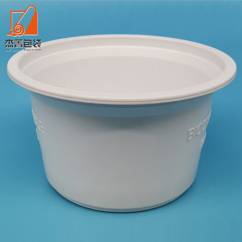 High quality 300ml white biodegradable corn starch disposable soup food paper round cup