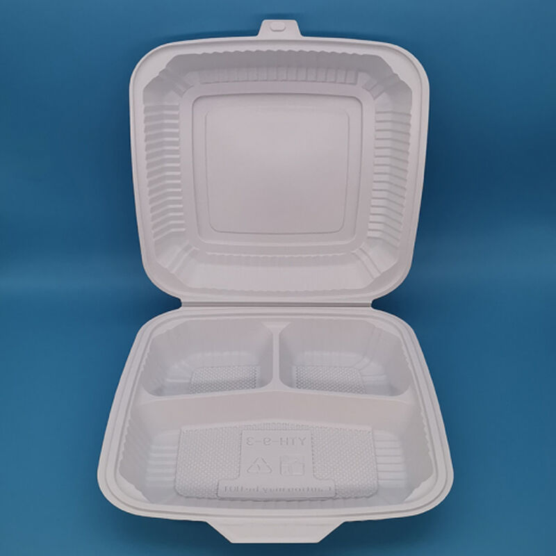 Factory Supplier Price Eco Friendly Take Away Cornstarch 3 compartment food box with lid
