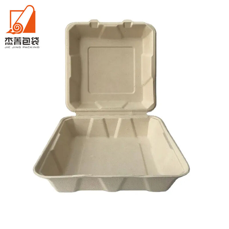 Biodegradable To-go Food Containers Bio-degradable Restaurant Containers Lunch Hamburger Box Bagasse Pulp Ecofriendly Disposable
