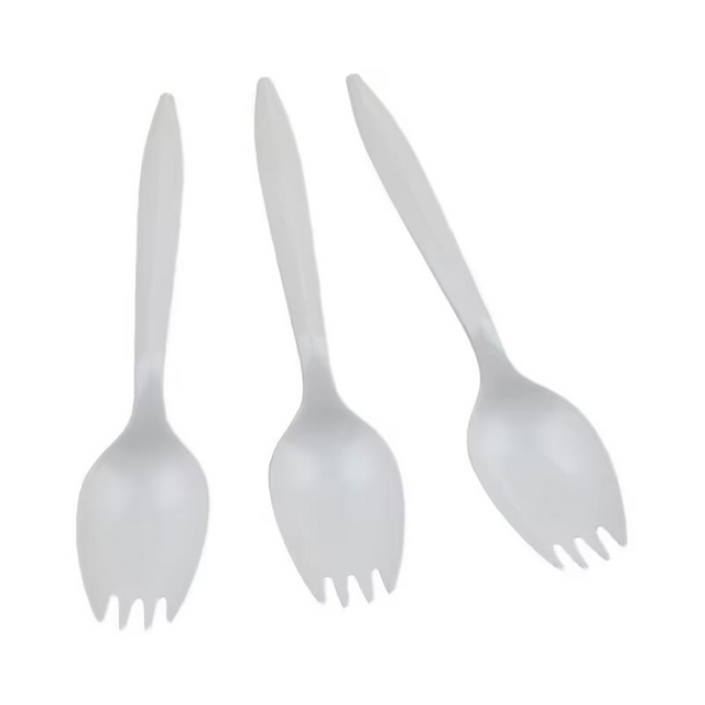 White Disposable Sporks Compostable Eco-Friendly and Kid-Safe 2-in-1 Utensils Built Strong to Last Large Meals