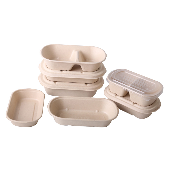 Compostable big round paper takeaway food container sugarcane bagasse pulp disposable bowls wholesale