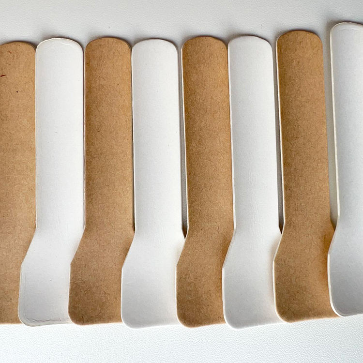 Eco friendly cheap dessert ice cream paper spoon disposable cutlery with custom logo