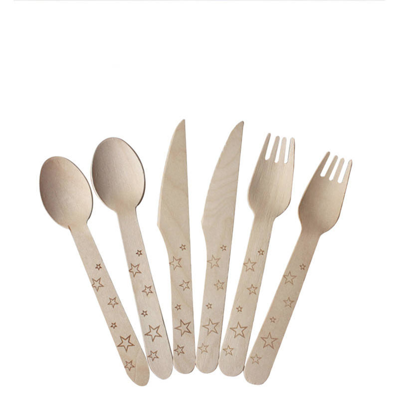 Hot Sale Disposable wooden cutlery spoon wooden spoon eco-friendly cutlery sets