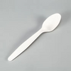 150mm white Bio-based Flatware Corn starch Spoon Disposable heavy duty reusable Eco-friendly 6 inch Cornstarch tea spoon