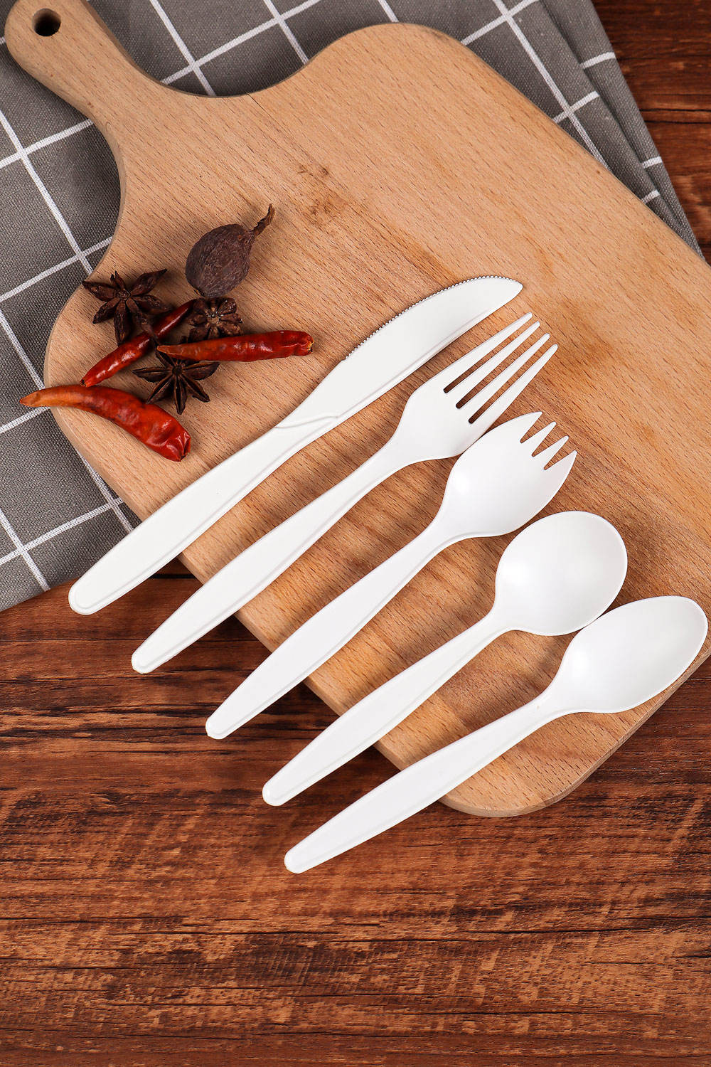 High Quality 7 Inch Disposable Cornstarch Tableware Set Biodegradable Corn Starch Cutlery Knife Fork Spoon