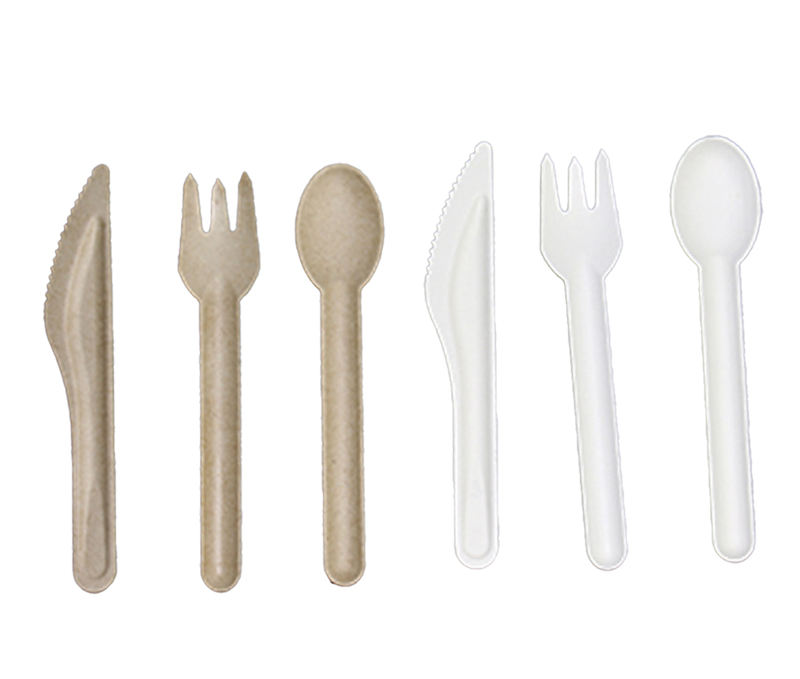 Eco friendly disposable sugarcane bagasse cutlery set biodegradable paper bagasse dinner knife fork spoon cutlery tableware
