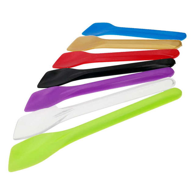 PLA Biodegradable Eco Friendly Green Healthy Food Safe Touch Colorful Solid Handle Plastic Spoon Ice Cream Yogurt Bulk Package
