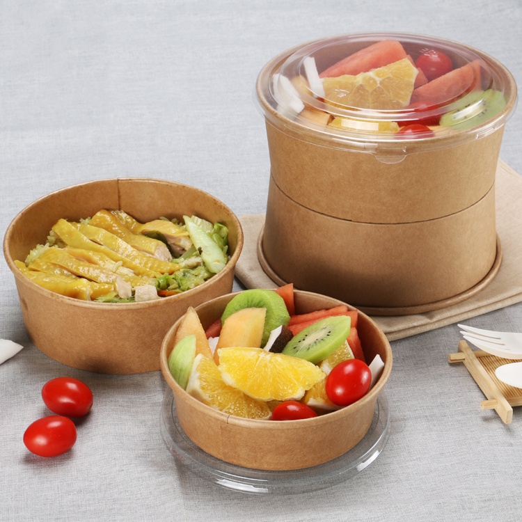 Wholesale custom paper packaging containers, paper salad bowls with lids