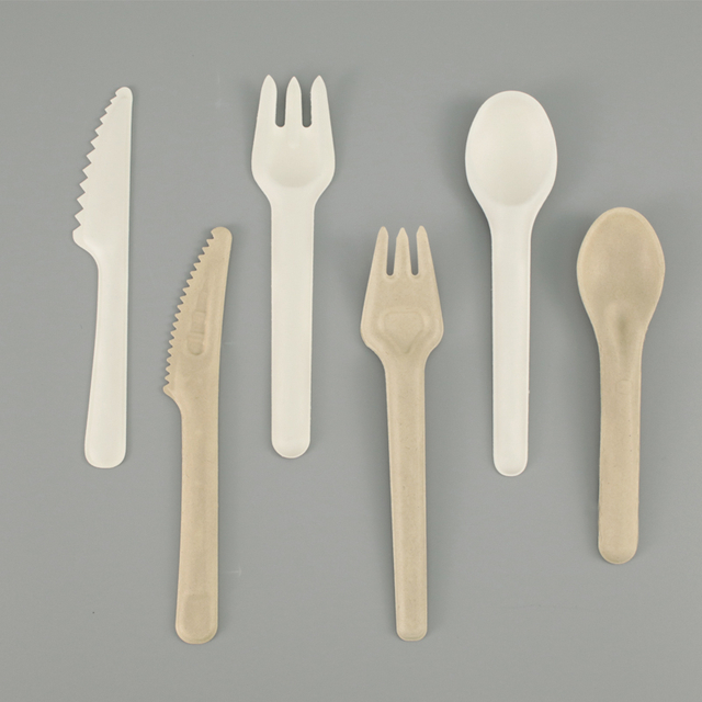 Biologisch abbaubares kompost ier bares Zuckerrohr Bagasse Papier Besteck Faser Zellstoff Gabel Messer Löffel Besteck