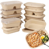 Einweg 750ml Rechteck Zuckerrohr 2-fach Lebensmittel behälter Biologisch abbaubare Bagasse-Lebensmittel box mit Deckel