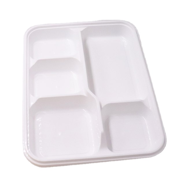 5 Dividers Microwave LeakProof Stackable Disposable Plastic to Go Containers Catering Meal Trays With Lids