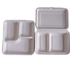 Eco-Friendly 9*6\" Disposable Sugarcane Biodegradable Lunch Box Container 2 Compartment Bagasse Clamshell Sustainable