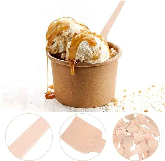 Biodegradable compost Compostable birch disposable square end Tasting spoon Yogurt spoon Ice spoon