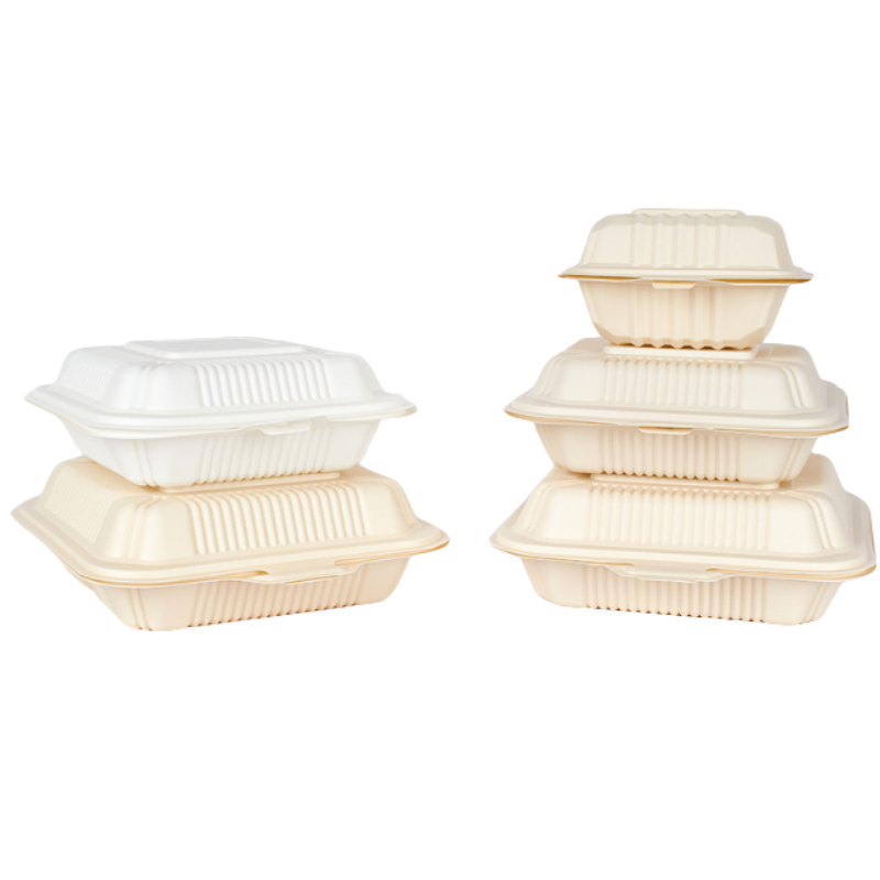 100% Biologisch Abbaubares Kompost Ier Bares Scharnier Clam Shell Lunch Box Einweg-Maisstärke-Lebensmittel Verpackungs Behälter