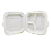 kompostierbare einweg-lunch-klappbox aus maisstärke 8*8 mit 3 fächern