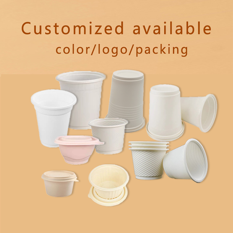 Custom Unbreakable Cornstarch Cups and Rice Husk Lid Tea Milk Beer Disposable Biodegradable Coffee Juice Cup Cornstarch Cup