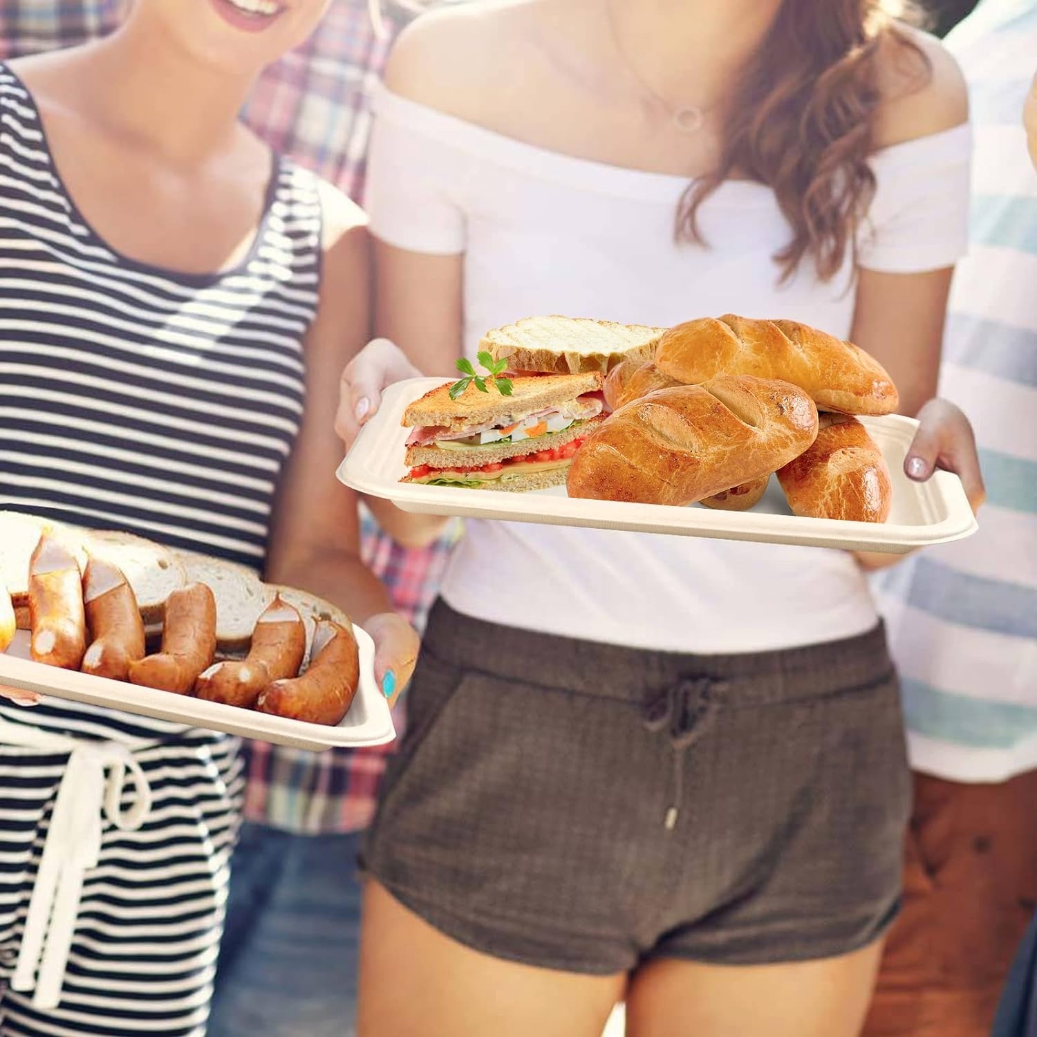 Natürliches Bagasse Zuckerrohrfaser-Tischgeschirr umweltfreundliches einweg-Tischgeschirr kompostierbare Essensteller 14 Zoll Mittagessen-Tablett