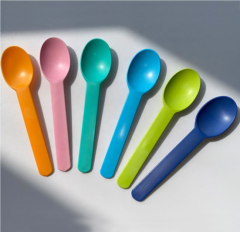 Benutzer definiertes Logo Einweg-Eis löffel Biologisch abbaubare Maisstärke Cpla Kleines Dessert Umwelt freundliche Langgriff-Joghurt löffel