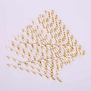 Environmentally Friendly Biodegradable Paper Straw Hot Gold Stamping Dot Paper Straw Party Decoration Paper Straw