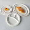  Divided Bagasse Plate White Round Fiber Plate Sugarcane Dinner Plate Food Container