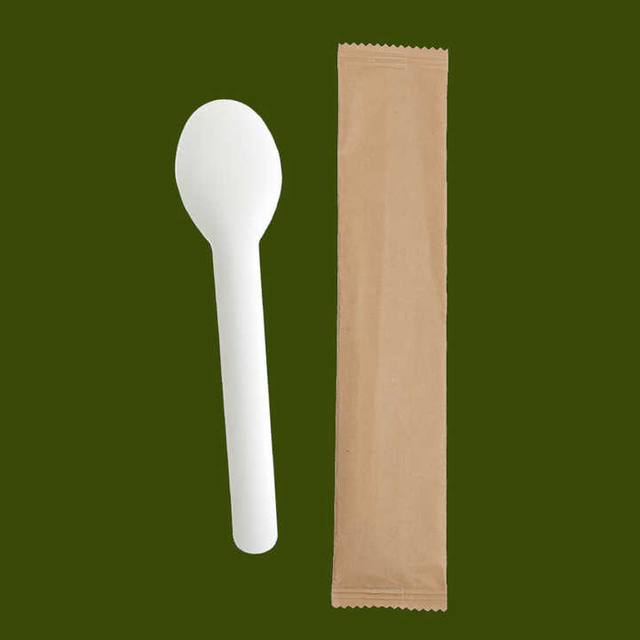 Wholesale Biodegradable Paper Spoon Eco-friendly Disposable Paper Spoon Disposable 6.2 Inch Spoon