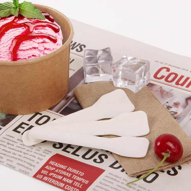 Biodegradable Disposable Paper Spoons Ice Cream Spoon