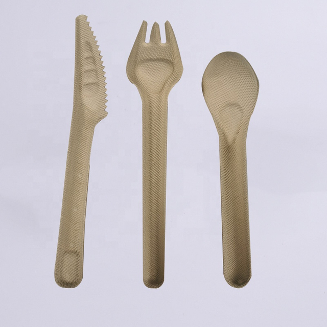 Sugarcane Pulp Cutlery Disposable Knife Bagasse Forks and Spoons
