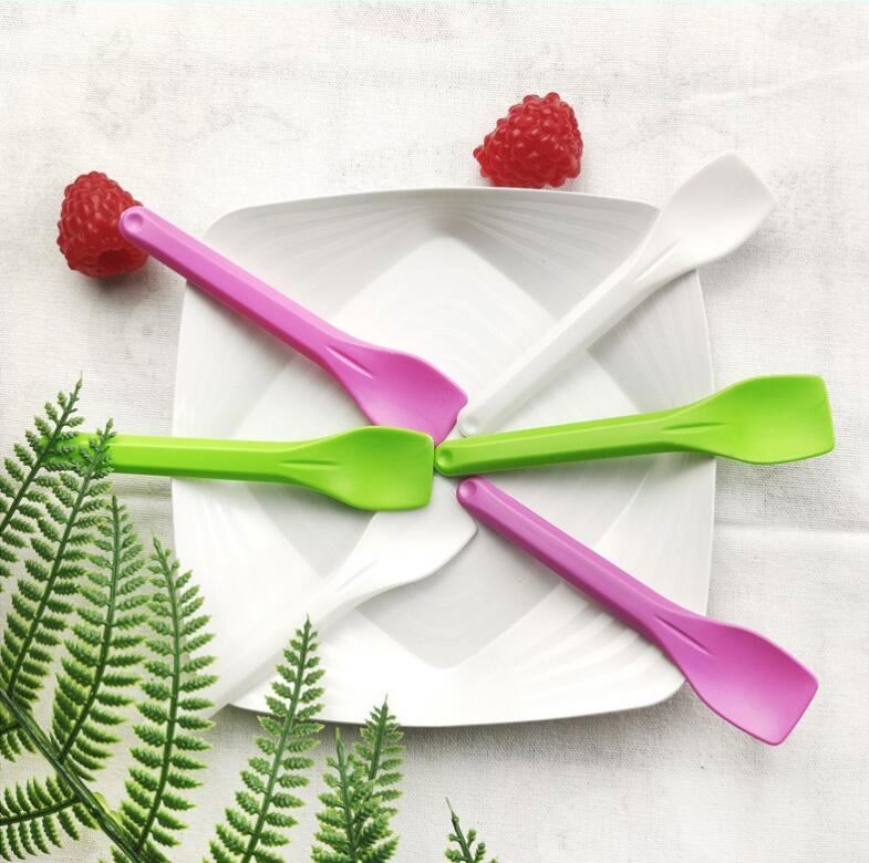  Pink White PLA Degradable Disposable Spatula Spoon for Ice Cream Yogurt Cake