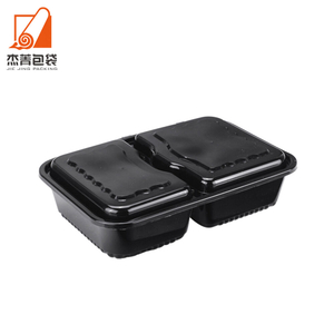 Disposable Plastic 2-Compartment Lunch Box Convenient Take-Out Food Containers for Bento Boxes & Go Boxes for Office or School
