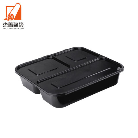 Disposable Microwave Thickened PP Transparent Food-grade One-piece Lid Three Compartments Fast Food Takeaway Lunch Box