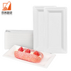 Biodegradable and compostable disposable and environmentally friendly sugarcane bagasse meal tray, rectangular takeout, dine in