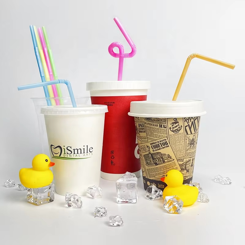 Biodegradable color pla paper bendable for straw colored drinking bubble tea clear plastic straw