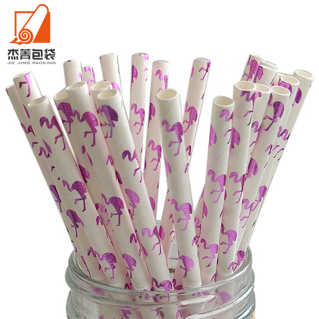 Cartoon pattern Disposable straw Colored paper straws are used to decorate weddings and banquets