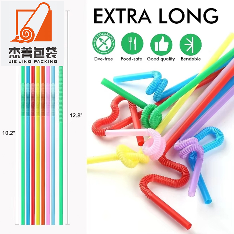 Colorful Plastic Drinking Straws Disposable Straws Bendy Flexible Plastic Straws for Party Favor Business Kids