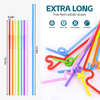 Flexible Plastic Straws, Colorful Disposable Bendy Party Fancy Straws13inch Extra Long Straws Party Decorations