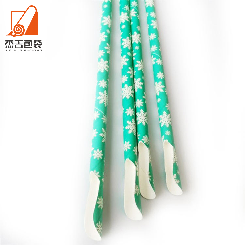 High quality Spoon straw Biodegradable pearl paper spoon straw milkshake straw