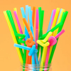 Disposable retractable PP plastic color bendable elbow straw Drink juice straw